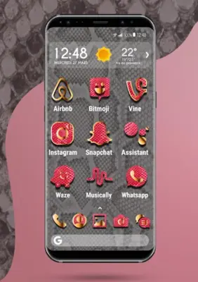 Apolo Pink Snake - Theme, Icon pack, Wallpaper android App screenshot 1